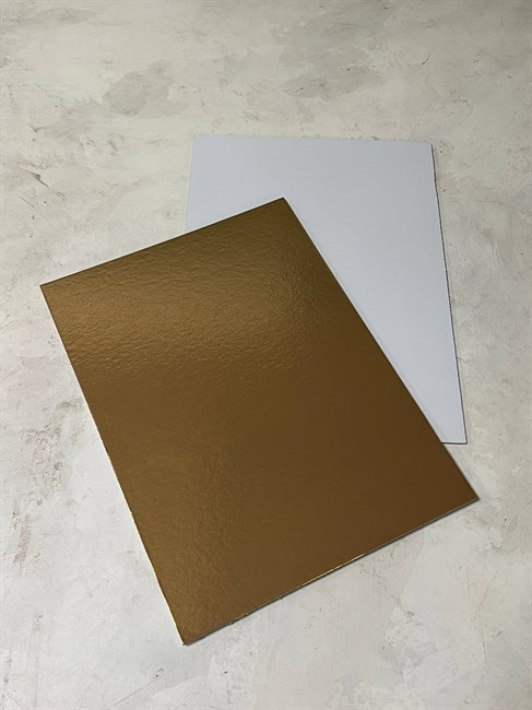 Картонная подложка 3.2 мм,  30х22  см, Золото/белый - фото 10109
