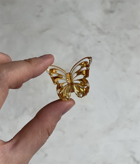 Топпер акрил Бабочки маленькие золото - фото 10542