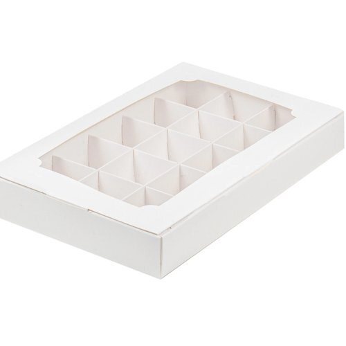 #40 Коробка для конфет цельная с вклеенным окном 255*165*35 (15) (белая)  - фото 11207
