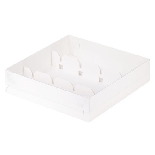 #207 Коробка под кейк-попсы с пластиковой крышкой 200*200*50 мм (белая) - фото 11222