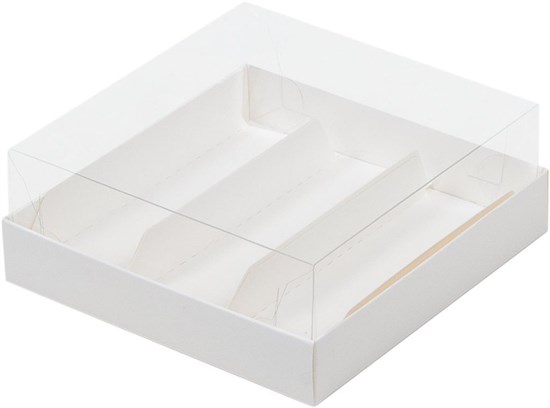 #208 Коробка для эклеров и пирожных с прозрачным куполом 135*130*50 мм (3) (белая) - фото 11223
