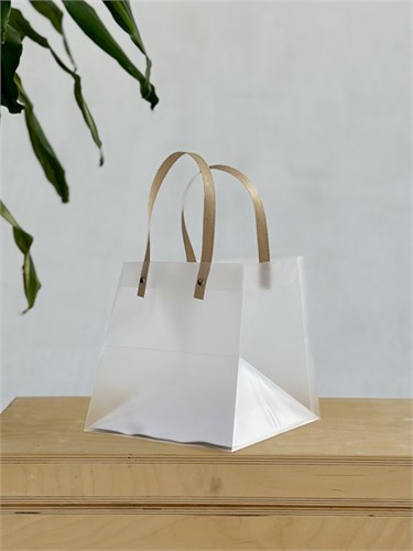 Пакет для коробок, с коричневыми ручками PET 18х18х18 см. AM-PK18 - фото 12079
