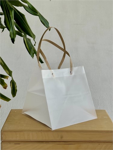 Пакет для коробок, с коричневыми ручками PET 25х25х25 см. AM-PK25 - фото 12085