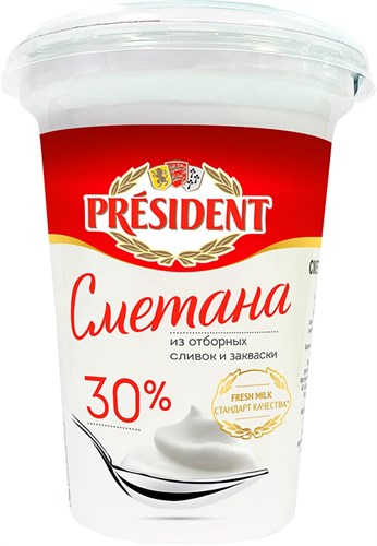 Сметана 30% "PRESIDENT" 350г 13215 - фото 12165