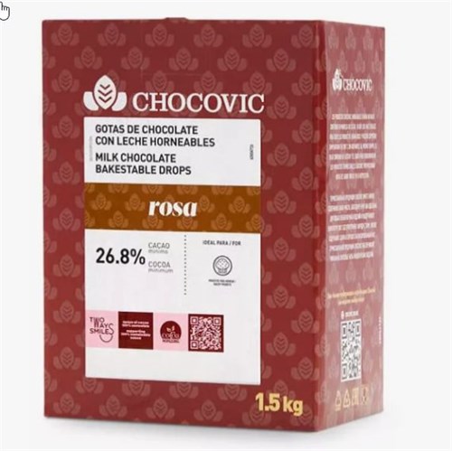 Термостабильные капли "Rosa" из молочного шоколада 28,3% Chocovic 1.5 кг CHM-DR-852CHCV-69B - фото 13120