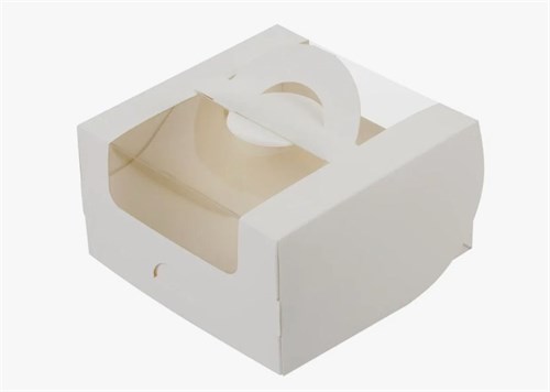 Коробка для бенто торта с ручкой 120х120х80 мм. белая 18941 - фото 14082