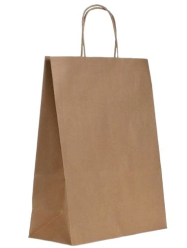 #90 Пакет крафт бурый с кручеными ручками, 260х150х350 мм ECO CarrBag TW 260*150*35