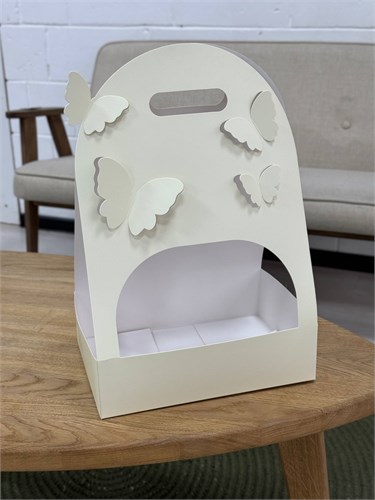 #321 Коробка для бенто и цветов с бабочками бежевая, 26,5х18,5х41 SHKH321 - фото 14458