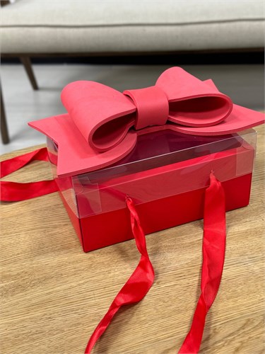 #326 Коробка подарочная с бантом красная 21х14х10,5 см. 19071 - фото 14463