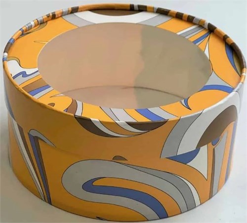 #235 Коробка под зефир, печенье и макароны ШЛЯПНАЯ с окном диам.160мм выс.70 мм (сафари) 19692 - фото 14591