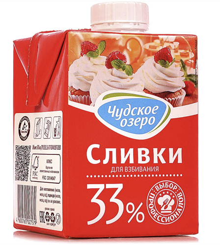Сливки 33%, Чудское озеро, 0.5 л 19758 - фото 14597