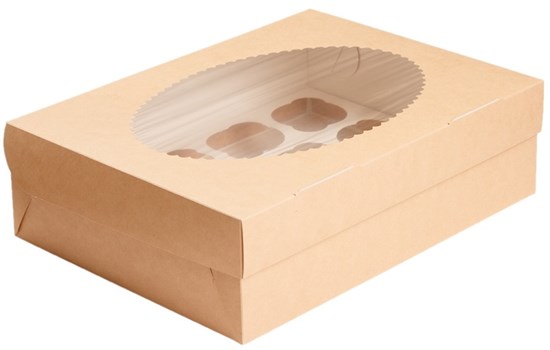 #81 Упаковка для кексов и маффинов ECO MUF 12 (330*250*100 мм) - фото 4559