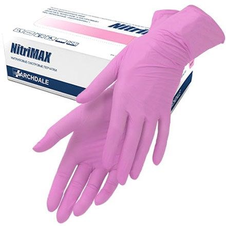 Перчатки одноразовые нетриловые Розовые размер S, 50 пар. NitriMAX - фото 7639