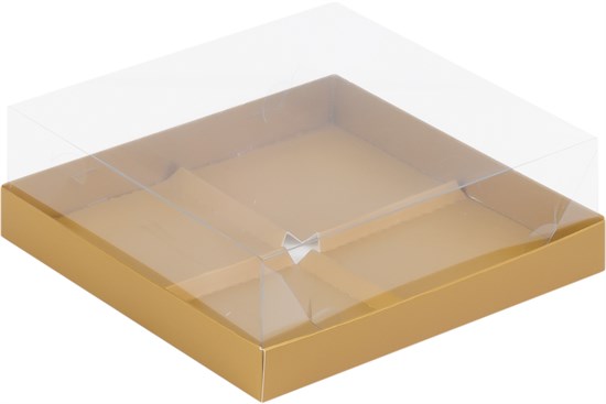 #181 Коробка для 4-х муссовых  пирожных с прозрачной крышкой, 170*170*60 мм., крафт - фото 8145