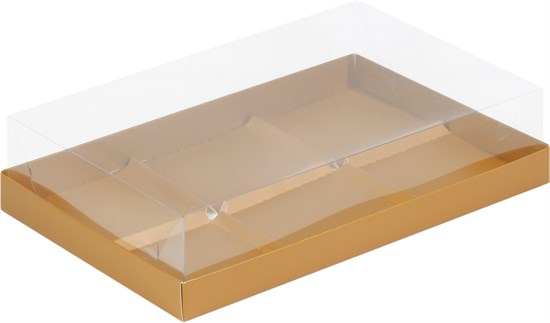 #176 Коробка для 6-ти муссовых пирожных с прозрачной крышкой, 270*170*60 мм, крафт - фото 8147