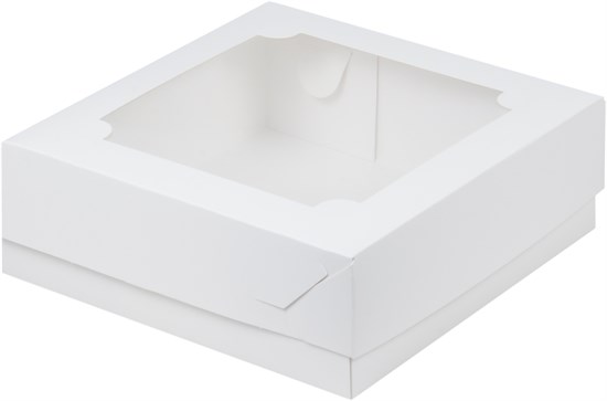 #200 Коробка для зефира, тортов и пирожных 200*200*70 мм (белая) - фото 8148
