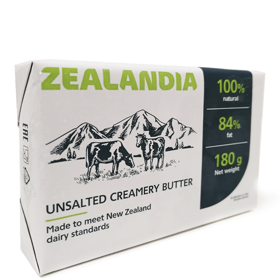 Масло сладко-сливочное несолёное 84 %, Zealandia, 180 гр - фото 9193