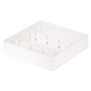 #207 Коробка под кейк-попсы с пластиковой крышкой 200*200*50 мм (белая)