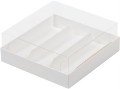 #208 Коробка для эклеров и пирожных с прозрачным куполом 135*130*50 мм (3) (белая)