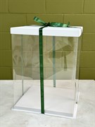 Коробка для торта PET (ПЭТ) квадрат 30*30*40 см. с белой крышкой