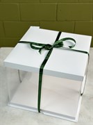 Коробка для торта PET (ПЭТ) квадрат 35*36*28 см с белой крышкой