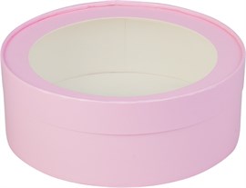 {{photo.Alt || photo.Description || '#239 Коробка под зефир, печенье и макароны ШЛЯПНАЯ с окномдиам.160мм выс.70 мм (розовая матовая)'}}