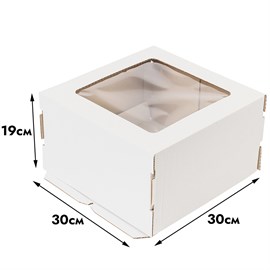 {{photo.Alt || photo.Description || '#8 Коробка для торта 30х30х19 см, с окном '}}