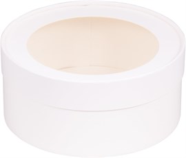 {{photo.Alt || photo.Description || '#233 Коробка под зефир, печенье и макароны ШЛЯПНАЯ с окном диам.160мм выс.70 мм (белая)'}}