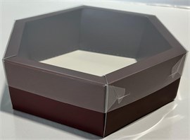 {{photo.Alt || photo.Description || '#298 Коробка для зефира &quot;шестигранник&quot; 180х180х60 мм. шоколад '}}