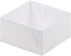 #31 Коробка для зефира, с пластиковой крышкой 155*155*60 мм (белая)