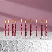 Свечи в торт "С днём рождения" 10 шт, средние, красные