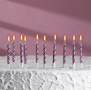 Свечи в торт "С днём рождения" 10 шт, средние, розовые