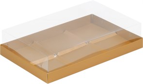 #176 Коробка для 6-ти муссовых пирожных с прозрачной крышкой, 270*170*60 мм, крафт