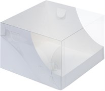 #182 Коробка под торт с пластиковой крышкой 205*205*140 (белая)