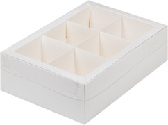 #203 Коробка под ассорти десертов с пластиковой крышкой 240*170*70 мм. (6 ячеек) белая 