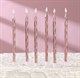 Свечи в торт витые с подставкой, 6 шт, 14 см, розовый блик - фото 10388