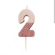 Свеча-цифра "2" розовый металлик, 7,5см, Talking Tables - фото 7391