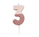 Свеча-цифра "3" розовый металлик, 7,5см, Talking Tables - фото 7408