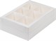 #203 Коробка под ассорти десертов с пластиковой крышкой 240*170*70 мм. (6 ячеек) белая  - фото 9552